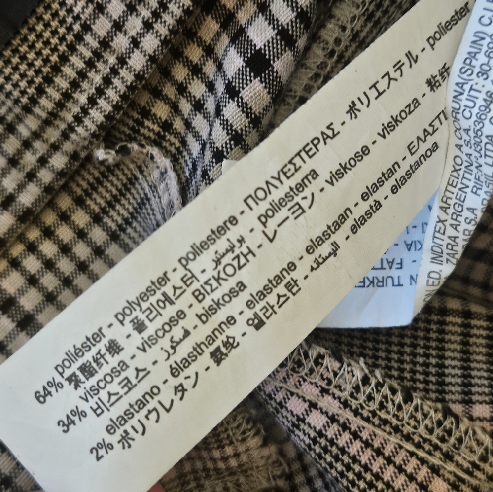 Zara Plaid High Waist Trousers Wide Leg Pants XS - Picture 6 of 11